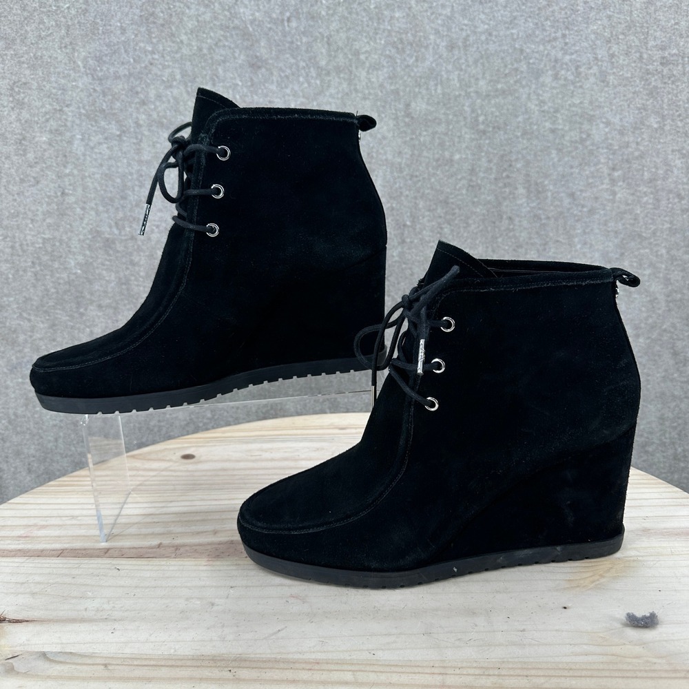 MICHAEL Michael Kors Tamara Bootie Womens 10M Black Suede Lace Up Wedge Heel